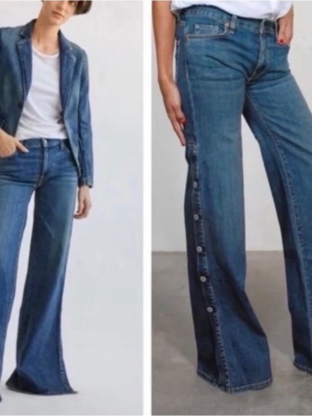 Nili‎ Lotan x Target High Rise Side Snap Wide Leg Jeans Medium Wash 4
